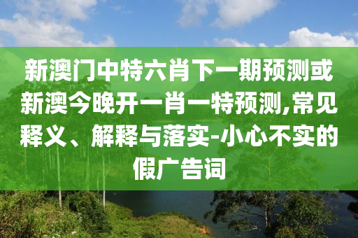 新澳門(mén)中特六肖下一期預(yù)測(cè)或新澳今晚開(kāi)一肖一特預(yù)測(cè),常見(jiàn)釋義、解釋與落實(shí)-小心不實(shí)的假?gòu)V告詞